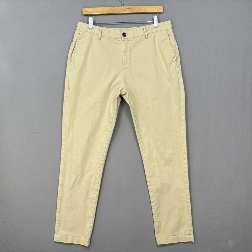 BearBottom Chino Pants Mens Large 30x30 Beige Elastic Waist Stretch Tapered